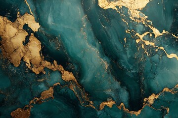 Abstract Teal and Gold Marble Texture Background
