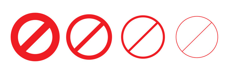 Strictly prohibition and restrictions icon set. Stop sign. Regulation and strictly prohibited sign. Prohibited sign icon set. EPS 10. Vector illustrations