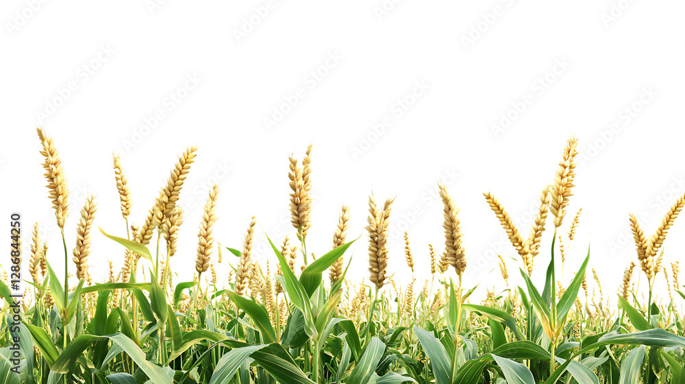 Poster millet crop field png cutout set against a transparent backdrop for quick and effortless use in grap
