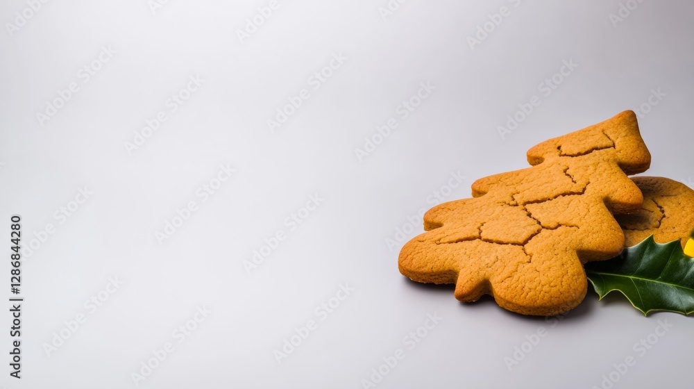 Poster close up of a tree shaped cookie with a leaf on top. the cookie is brown and has a tree design on it