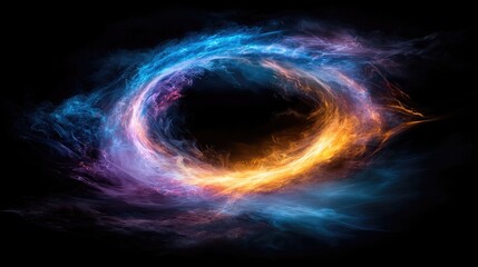 Fototapeta premium Abstract swirling vortex, energetic cosmic ring, in black background, graphic design element