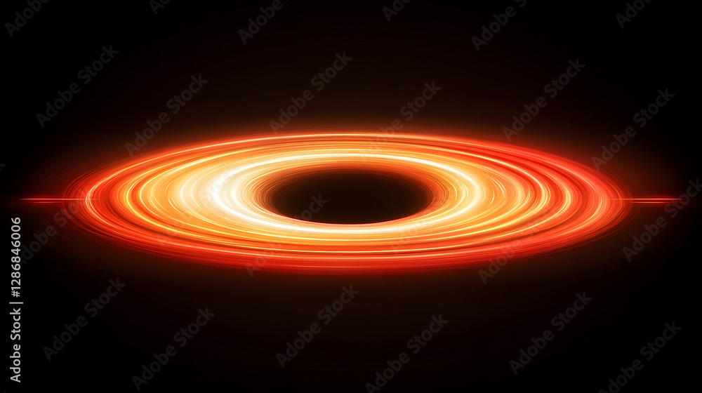Poster artistic visualization of a black hole featuring a bright red light and abstract elements in a surre