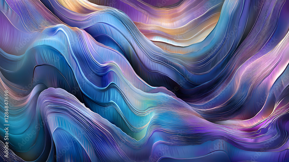 Poster surreal abstract painting featuring flowing shapes and vibrant colors in a dynamic composition
