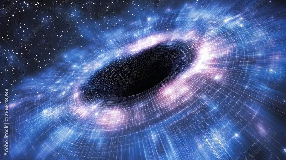 Aufkleber surreal depiction of a black hole in space with cosmic elements and abstract features