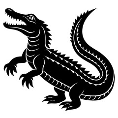 Classic Crocodile Silhouette Vector Perfect for Logos & Designs.