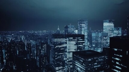 Fototapeta premium Futuristic cityscape with glowing structures and digital pathways, showcasing advanced urban innovation. 