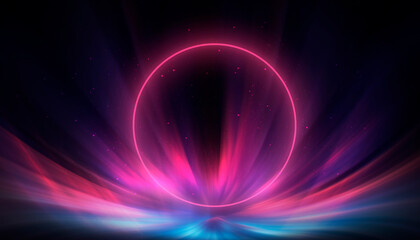 Abstract Neon Color circle Future Background.