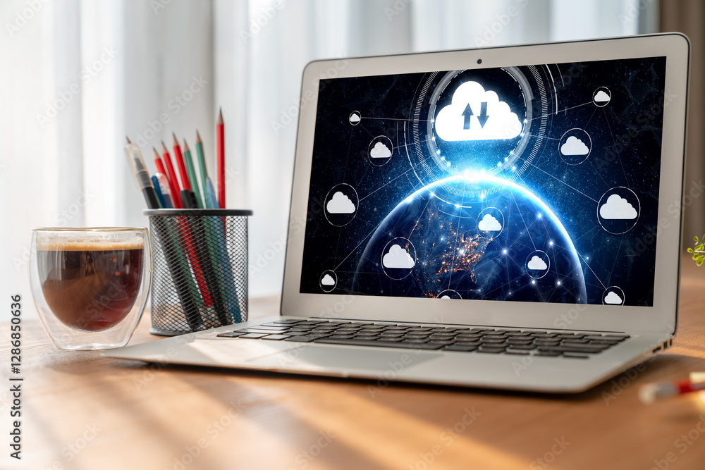 Poster cloud computing software for modish remote work and personal data storage