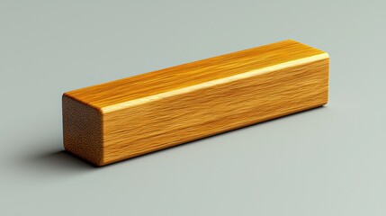 3D rendered light brown wood rectangular block on gray background