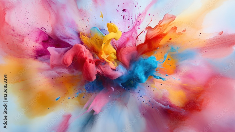 Poster dynamic color explosion abstract art studio digital artwork creative space close-up artistic express