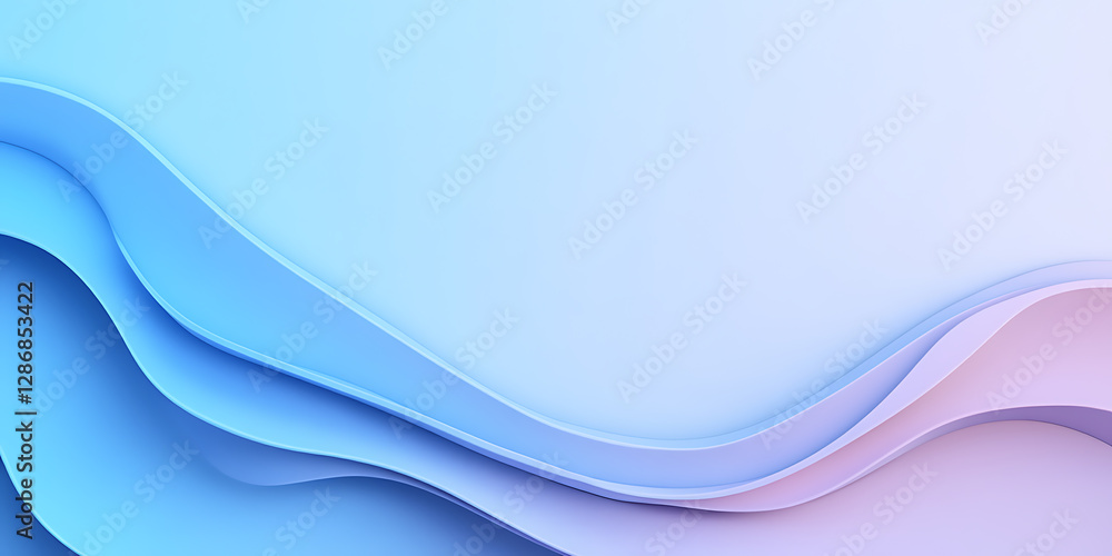 Aufkleber abstract wave pattern with smooth gradient transitions from blue to light pink, creating a calming a