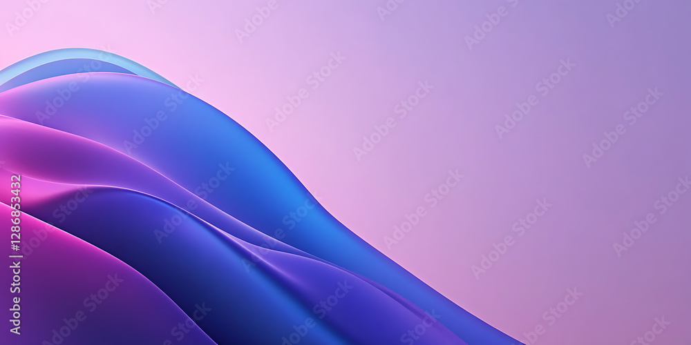 Poster abstract waves of gradient color cascade across a light backdrop, creating a soothing and modern vis