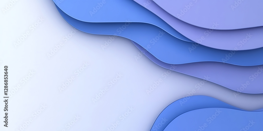 Aufkleber abstract layers in shades of blue and purple create a fluid, wave-like pattern on a clean white back