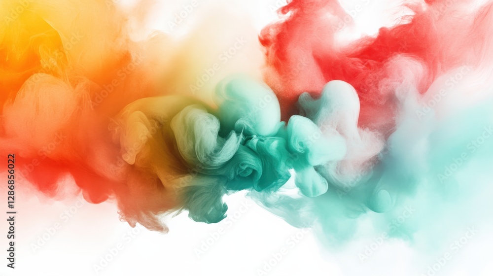 Poster dynamic colorful smoke patterns abstract art digital artwork studio environment close-up view vivid 