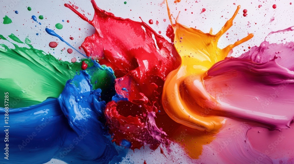 Poster vibrant color splash action studio art creation dynamic environment close-up view creative concept