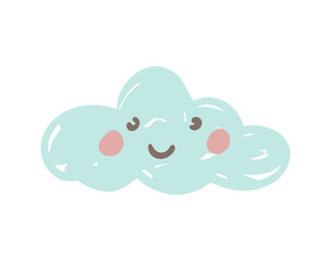 Cute smiling cloud illustration with pastel colors and a minimalist style vector illustration