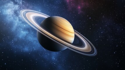 Stunning representation of saturn with its majestic rings set against the vividness of deep space