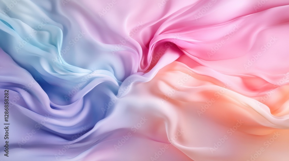 Aufkleber flowing silk fabric creative studio textile art colorful gradient close-up view abstract design for 