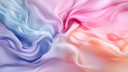 Fototapeta premium Flowing silk fabric creative studio textile art colorful gradient close-up view abstract design for visual appeal