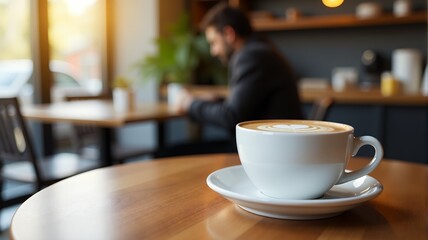 Fototapeta premium Cozy Café with a Cup of Coffee