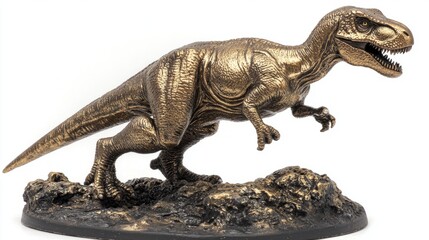 Obraz premium Closeup of a T-Rex figurine showcasing sharp textures and dramatic lighting, evoking raw power and prehistoric intensity. 