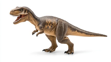 Obraz premium Closeup of a T-Rex figurine showcasing sharp textures and dramatic lighting, evoking raw power and prehistoric intensity. 
