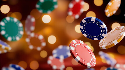 Dynamic Casino Chips in Motion