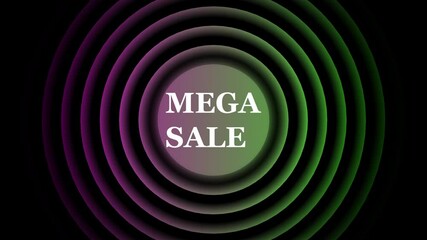 Mega sale animation. Digital flash Sale discount offer with spiral Animation background.
