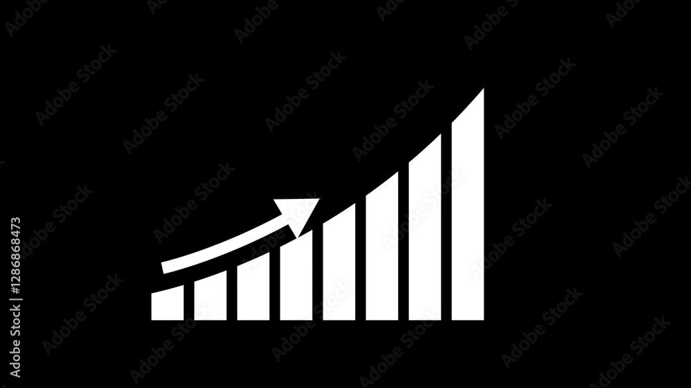 Poster profit, business success graph animation, abstract arrow rising on graph with blue color symbols. an