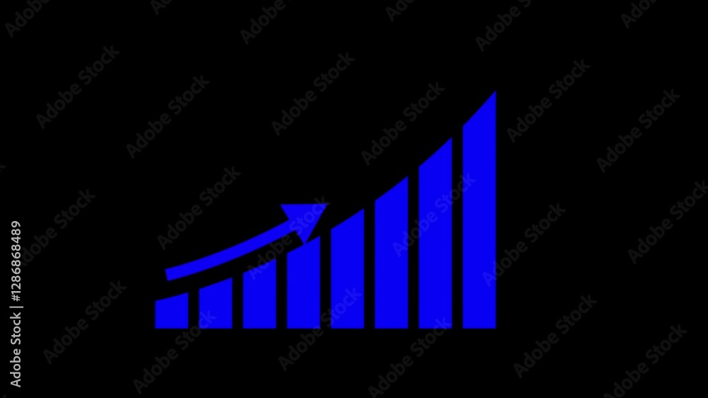 Poster profit, business success graph animation, abstract arrow rising on graph with blue color symbols. an