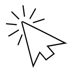 Black line art mouse cursor click editable stroke icon