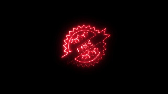 Neon red Fake stamp sticker with grunge icon animation.