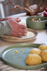 potato cutlets in breadcrumbs , cooking process