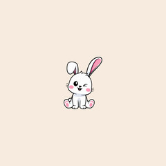 Cute Rabbit Sitting icon flat vector design.