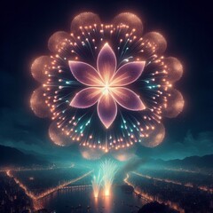 Fototapeta premium Stunning Lotus-Shaped Pyrotechnics