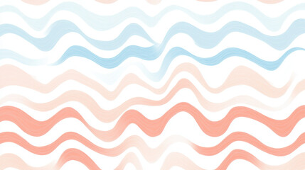 Soft pastel wavy lines in blue, peach, and white create serene and flowing abstract pattern, evoking sense of calm and gentle movement