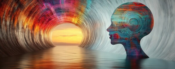 Abstract Silhouette Art: Exploring the Colorful Journey of Imagination and Inner Peace in Meditation and Mindfulness Tranquility. Health.Mental Health Awareness & Healing