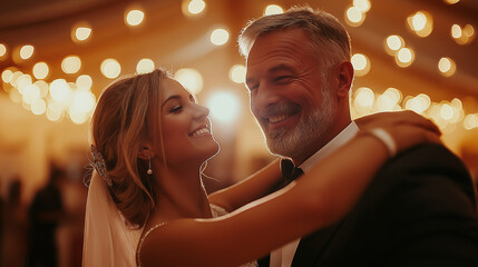 Bride and father sharing a special moment dancing at wedding reception
