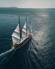 Fototapeta premium A luxurious yacht with snow-white sails sails alon_012