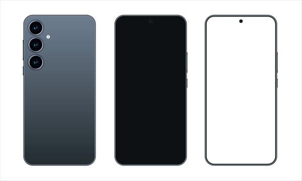 Smartphone mockup front and back view. Modern phone mockup with transparent screen