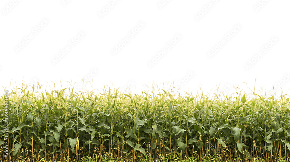 Poster professional png cutout of a healthy soybean crop field with a transparent backdrop for easy customi