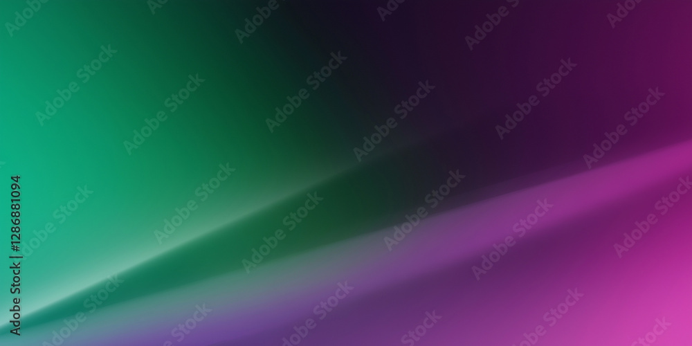 Poster abstract background blending green and purple colors with soft light beams
