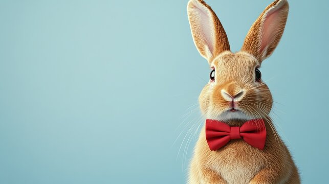 Charming Ginger Easter Bunny in Bow Tie: A whimsical illustration perfect for Easter cards, spring decorations, children's books, and adorable        