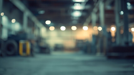 Abstract, blurred interior view of a construction supply warehouse