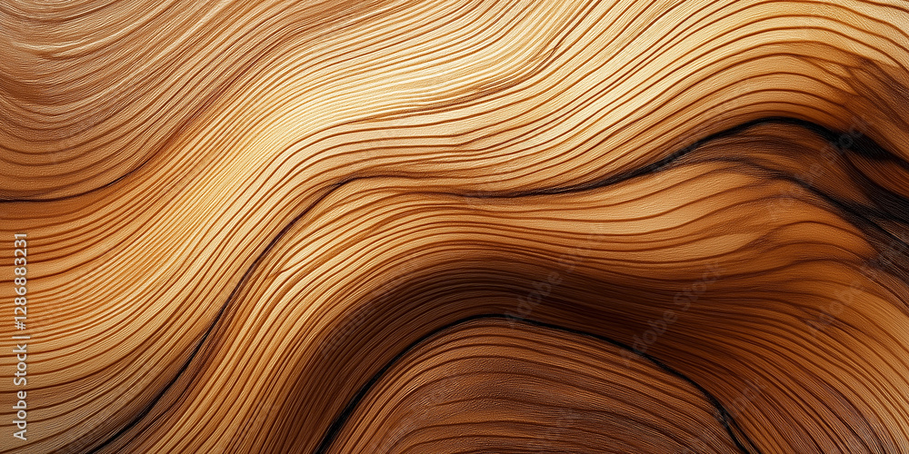 Poster Smooth wavy wood grain creating abstract pattern background