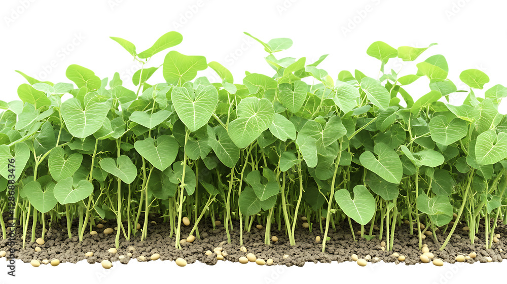 Poster clean png cutout of a soybean crop field with a transparent backdrop for graphic and video use