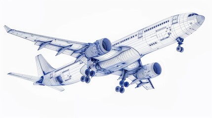 Futuristic aircraft design  x ray visualization of innovative engineering and interior structure