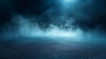 dark blue background with an asphalt road and fog clouds