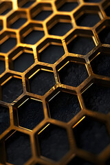 Obraz premium Golden Hexagonal Repeat Pattern Reflecting the Intricate Strength of a Honeycomb Structure