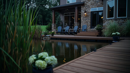 Picturesque Craftsman House by a Serene Lakeside Dock